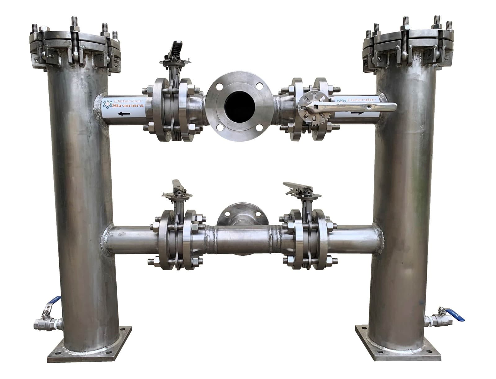 Duplex Basket Strainer 316SS fitted with SS butterfly valves flanged ANSI 150LB