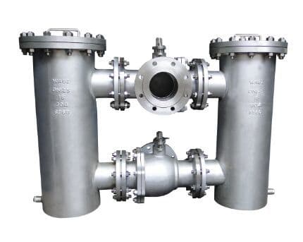 Duplex Basket Strainer 316SS fitted with 3 way flanged ball valves ANSI 150LB
