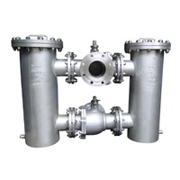 Duplex Basket Strainer 316SS fitted with 3 way flanged ball valves ANSI 150LB