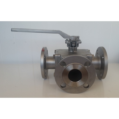 Ball Valve - 3 way T or L Port - 316 Stainless Steel - Flanged ANSI 150LB