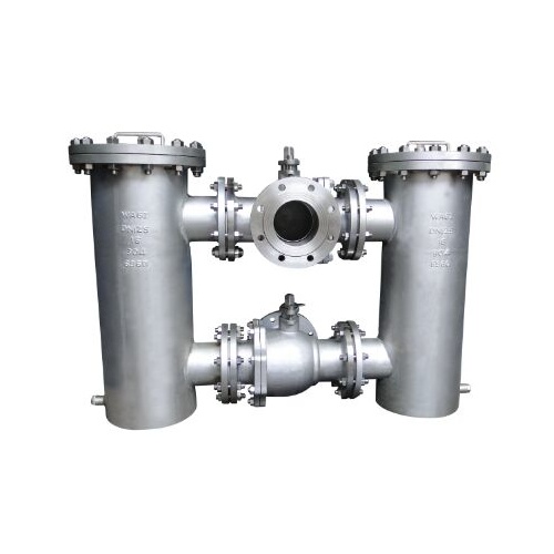 Duplex Basket Strainer 316SS fitted with 3 way flanged ball valves ANSI 150LB